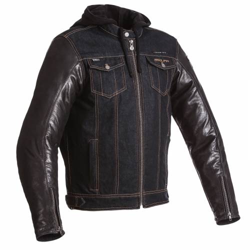 Geacă Moto din Piele & Denim SEGURA VELOCE · Negru 