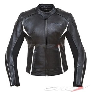 Geacă Moto Damă din Piele SHOX VICTORIA · Alb / Negru 