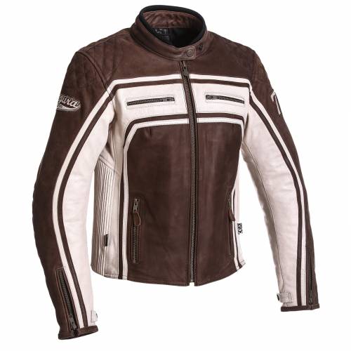 Geacă Moto Damă din Piele SEGURA LADY JONES · Maro / Alb 