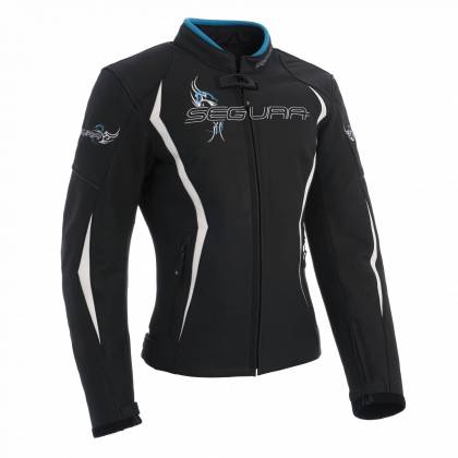 Geacă Moto Damă din Piele SEGURA LADY CARIBEAN · Negru / Alb / Albastru  - 0