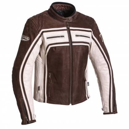 Geacă Moto Damă din Piele SEGURA LADY JONES · Maro / Alb  - 0