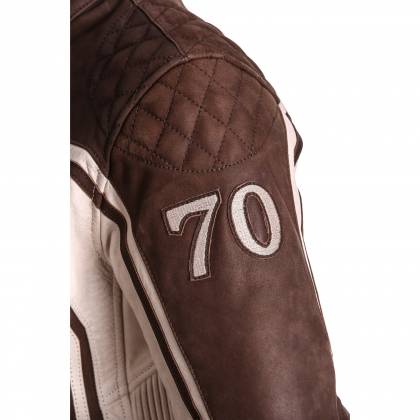 Geacă Moto Damă din Piele SEGURA LADY JONES · Maro / Alb  - 3