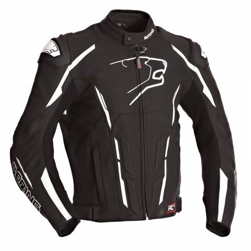 Geacă Moto din Piele & Textil BERING STORM-R · Negru / Alb 