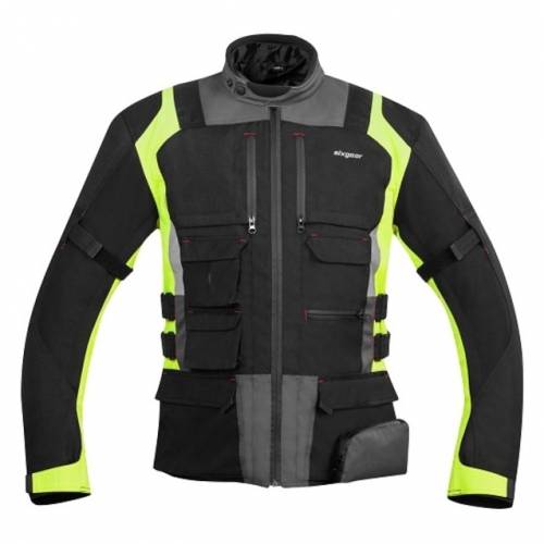 Geacă Moto din Textil SIXGEAR DELTA FORCE · Negru / Verde-Fluo 