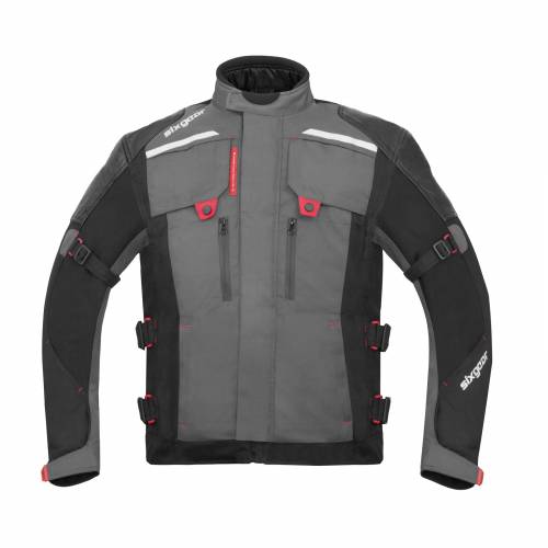 Geacă Moto din Piele & Textil SIXGEAR HYBRID · Gri / Negru 