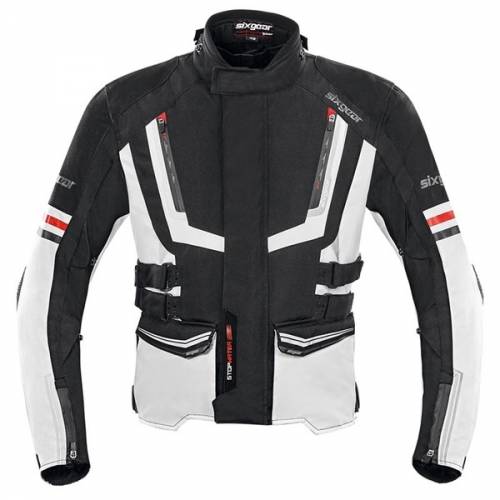 Geacă Moto din Textil SIXGEAR BANDIT · Negru / Gri 