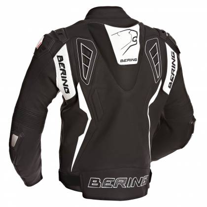 Geacă Moto din Piele & Textil BERING STORM-R · Negru / Alb  - 1