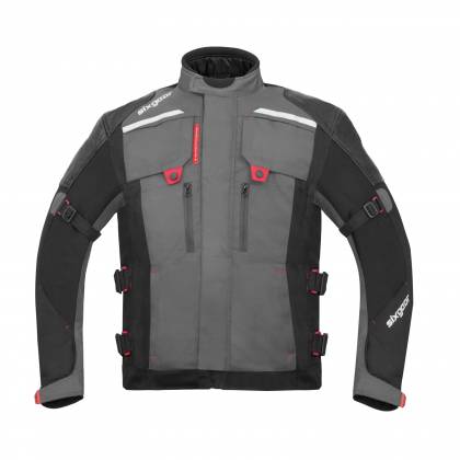 Geacă Moto din Piele & Textil SIXGEAR HYBRID · Gri / Negru  - 0