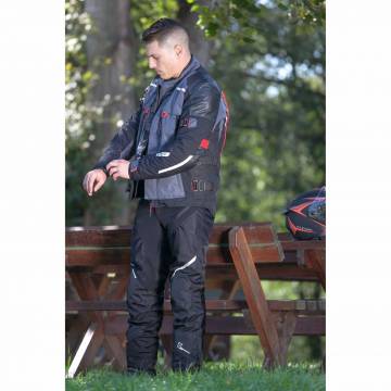 Geacă Moto din Piele & Textil SIXGEAR HYBRID · Negru / Verde-Fluo  - 1