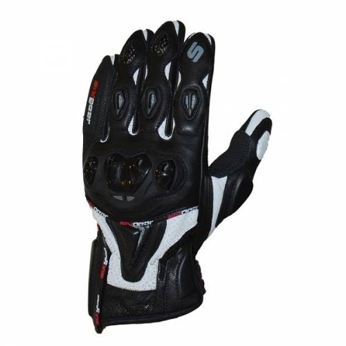 Mănuși Moto din Piele & Textil SIXGEAR BOULEVARD · Negru / Alb 