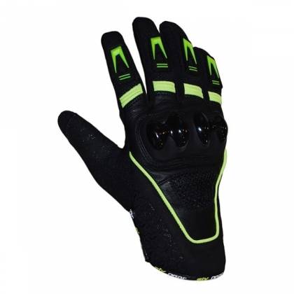 Mănuși Moto din Piele & Textil SIXGEAR NEXT · Negru / Verde-Fluo  - 1