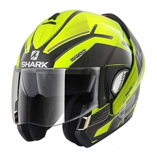 Cască Moto Modulară SHARK EVOLINE S3 HATAUM · Negru / Verde Fluo 