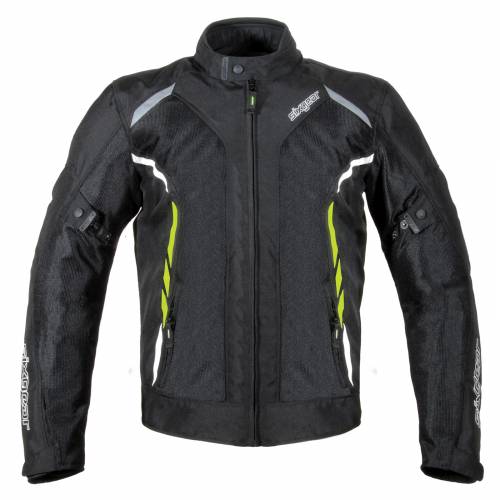 Geacă Moto din Textil SIXGEAR SALTON · Negru / Verde Fluo 