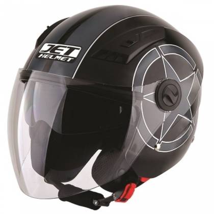 Cască Moto Open Face JET SONIC BLACK STAR · Negru / Gri  - 2