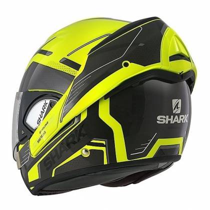 Cască Moto Modulară SHARK EVOLINE S3 HATAUM · Negru / Verde Fluo  - 2