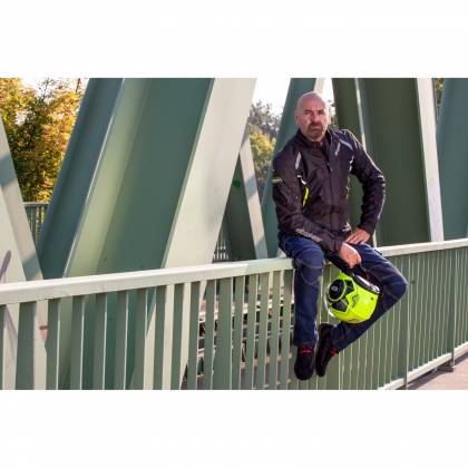 Geacă Moto din Textil SIXGEAR SALTON · Negru / Verde Fluo  - 2