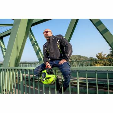 Geacă Moto din Textil SIXGEAR SALTON · Negru / Verde Fluo  - 1
