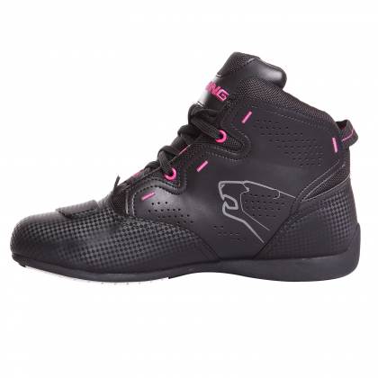 Ghete Moto Damă din Piele & Textil BERING JASPER LADY · Negru / Roz-Fluo  - 2