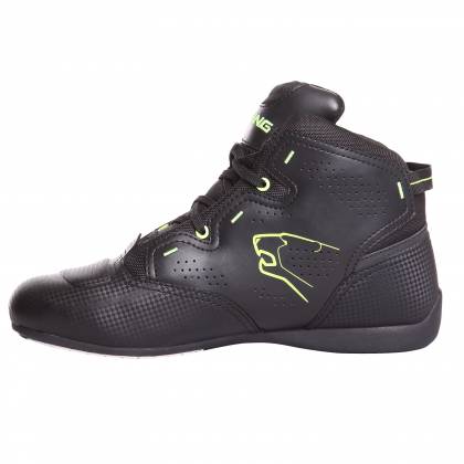 Ghete Moto din Piele & Textil BERING JASPER · Negru / Verde Fluo  - 2