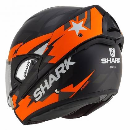 Cască Moto Modulară SHARK EVOLINE S3 STRELKA · Negru / Portocaliu Mat  - 1