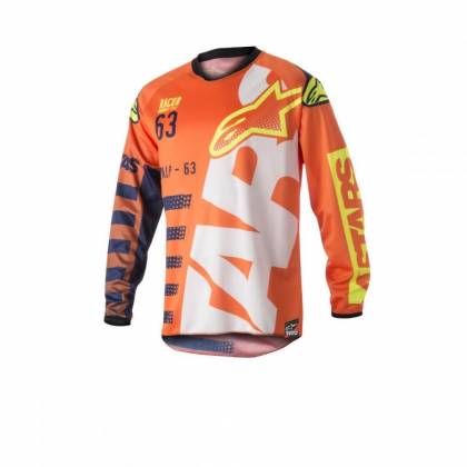 Tricou ALPINESTARS RACER BRAAP S8 - portocaliu/albastru/alb/galben  - 0
