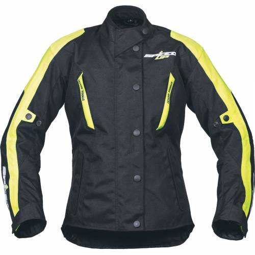 Geacă Moto Damă din Textil SPEED UP LILY · Negru / Verde-Fluo 