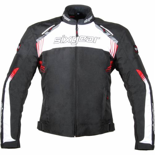 Geacă Moto din Textil SIXGEAR STRIKER · Negru / Alb 