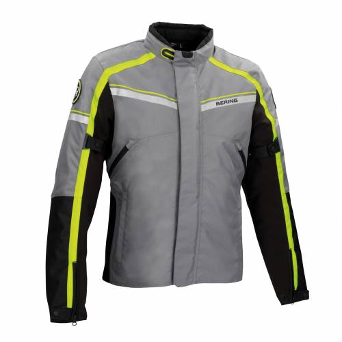 Geacă Moto din Textil BERING GREENWICH · Negru / Gri / Verde Fluo 