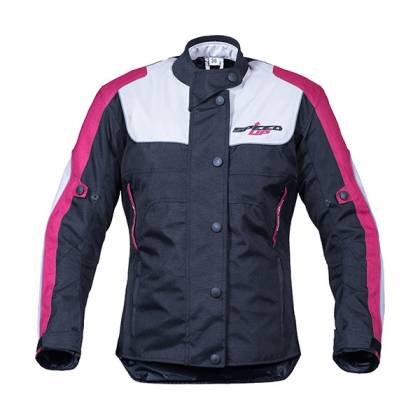 Geacă Moto Damă din Textil SPEED UP NINA · Negru / Gri / Roz  - 0