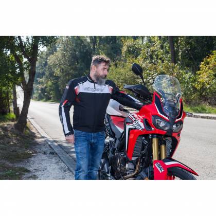 Geacă Moto din Textil SIXGEAR STRIKER · Negru / Alb  - 1
