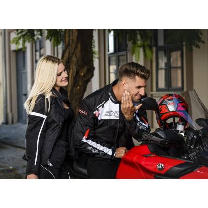Geacă Moto din Textil SIXGEAR STRIKER · Negru / Alb  - 2