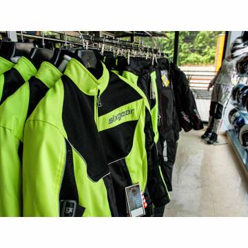 Geacă Moto din Textil SIXGEAR PATROL · Negru / Verde-Fluo  - 3