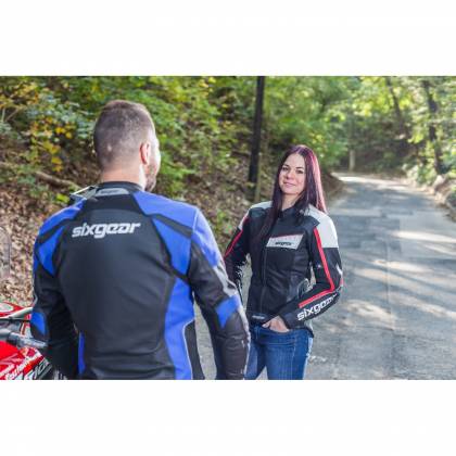 Geacă Moto din Piele & Textil SIXGEAR SWITCH · Alb / Albastru / Negru  - 2