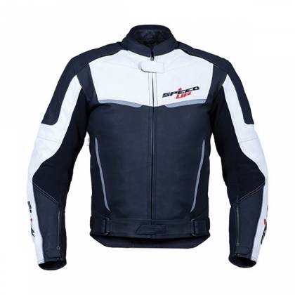 Geacă Moto din Piele SPEED UP TRIP · Negru / Alb  - 0