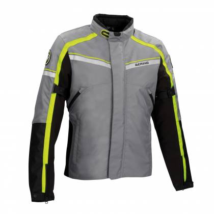 Geacă Moto din Textil BERING GREENWICH · Negru / Gri / Verde Fluo  - 0