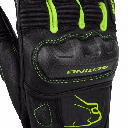 Mănuși Moto din Piele BERING BOOST-R · Negru / Verde-fluo  - 2