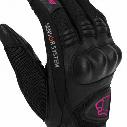 Mănuși Moto Damă din Piele & Textil BERING LADY GINZA · Negru / Roz  - 2