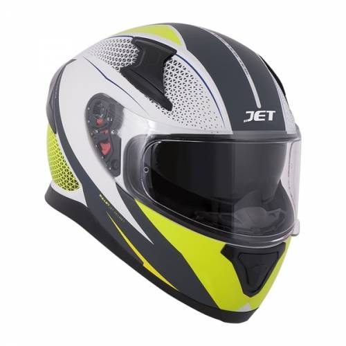 Cască Moto Integrală JET VOLT Bullet · Negru / Alb / Verde-fluo 