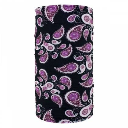 Eșarfă Moto ZAN HEADGEAR PURPLE PAISLEY · Negru / Mov  - 1