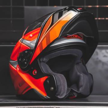 Cască Moto Flip-Up SHOEI NEOTEC-II SPLICER TC-8 · Negru / Gri / Portocaliu  - 2