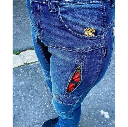 Blugi Moto Damă cu Kevlar TRILOBITE PARADO LADY · Albastru  - 11