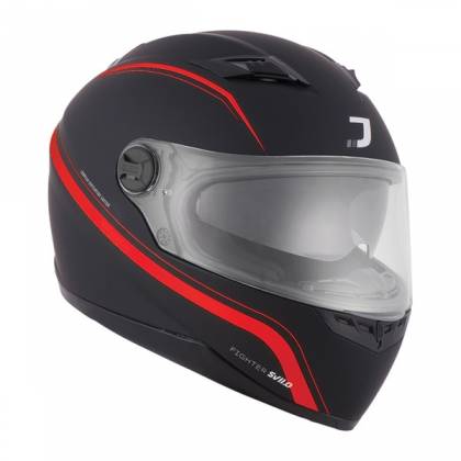 Cască Moto Integrală JET FIGHTER SV STRIPE · Negru / Roșu Mat  - 0