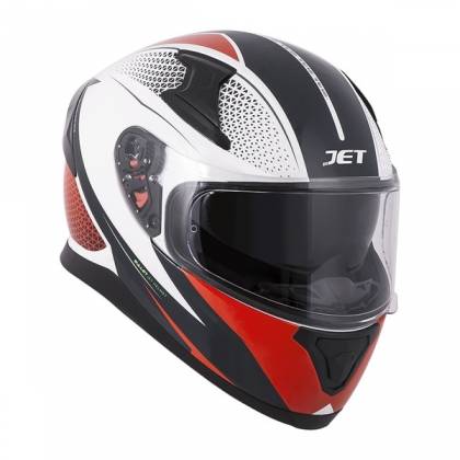Cască Moto Integrală JET VOLT Bullet · Negru / Alb / Roșu  - 0