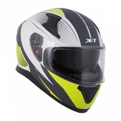 Cască Moto Integrală JET VOLT Bullet · Negru / Alb / Verde-fluo  - 0
