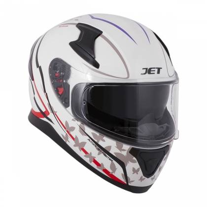 Cască Moto Integrală JET VOLT Butterfly · Alb / Roșu / Violet  - 0