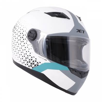 Cască moto Integrală JET FIGHTER Geo · Alb/Albastru  - 0