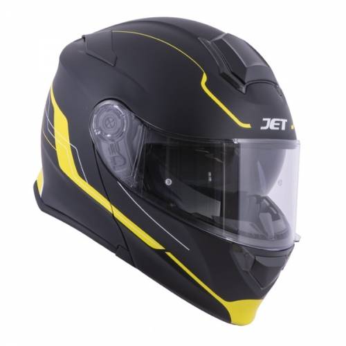 Cască Moto Flip-Up JET RUMBLE Fuze · Negru / Galben-fluo 