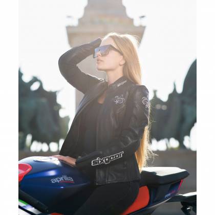 Geacă Moto Damă din Piele SIXGEAR AURORA · Negru  - 1