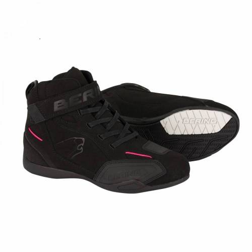 Ghete Moto Damă din Piele & Textil BERING LADY CORWELL · Negru / Roz 