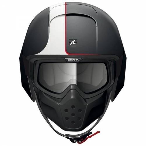 Cască Moto Open Face SHARK RAW STRIPE · Negru / Alb / Roșu mat 
